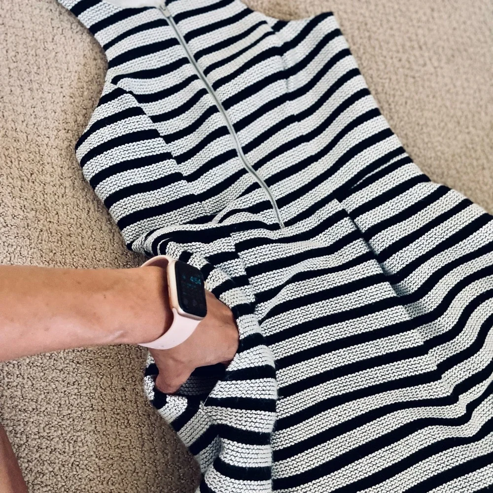 Express Black and White Tweed Pleated zipper front Dress with pockets!!! - Picture 15 of 17